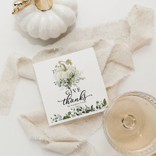 Servilleta De Papel Dar Gracias Vegetación Calabaza Blanca Día de Acci