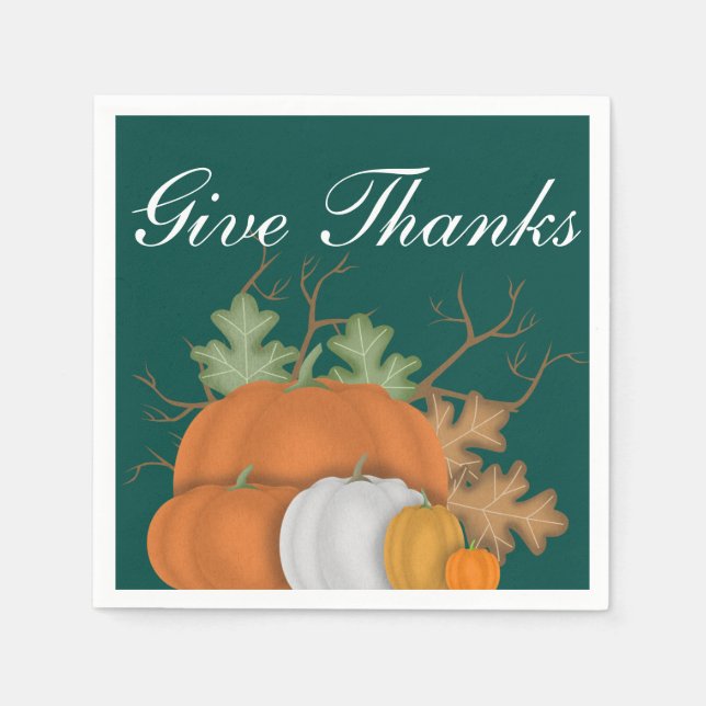Servilleta De Papel Dar las gracias Personalizado de calabazas de cose (Anverso)