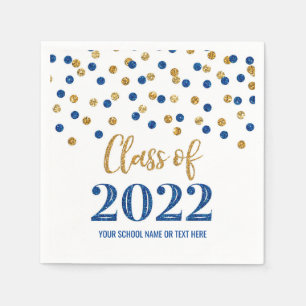 Servilleta De Papel Dark Blue Gold Confetti Clase de 2022