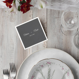 Servilleta De Papel Dark Gray Wedding Cocktail Napkin