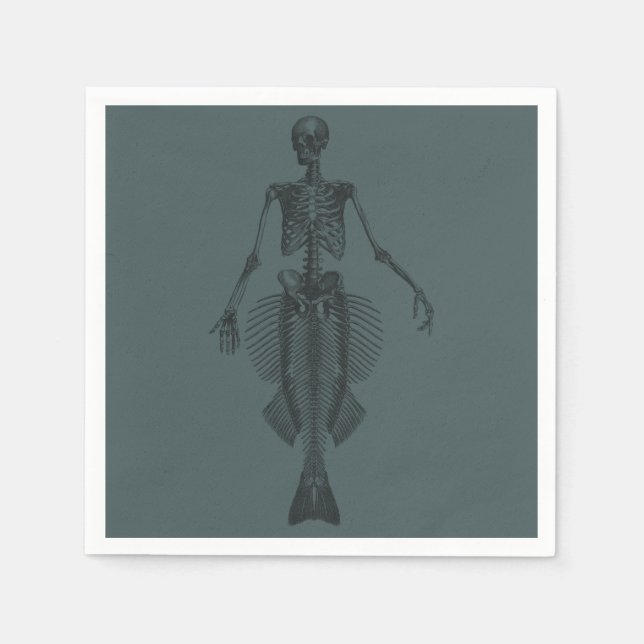 Servilleta De Papel Dark Mermaid Skeleton Halloween (Anverso)