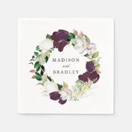 Servilleta De Papel Dark Plum Floral | Boda Personalizada