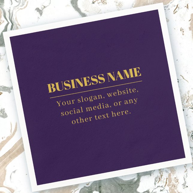 Servilleta De Papel Dark Purple & Gold Business Name o Greet (Subido por el creador)
