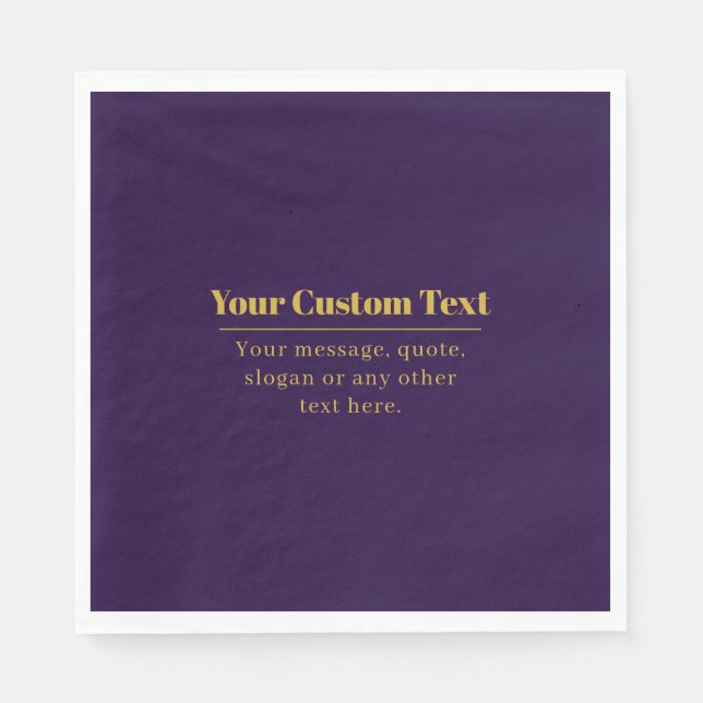 Servilleta De Papel Dark Purple & Gold Business Name o Greet (Anverso)