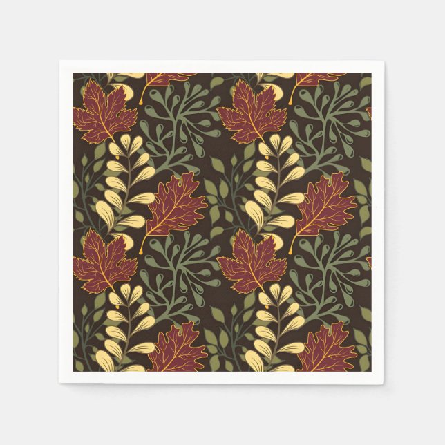 Servilleta De Papel Dark red maple leaves floral pattern (Anverso)