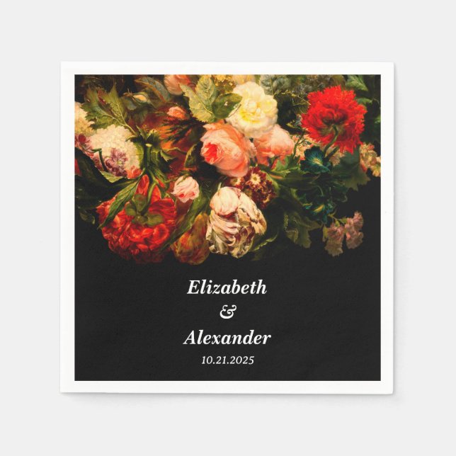 Servilleta De Papel Dark romantic moody elegant floral wedding (Anverso)