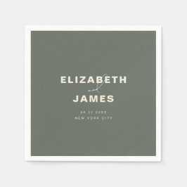 Servilleta De Papel Dark Sage Green Rustic Modern Boda Minimalista