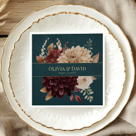 Servilleta De Papel Dark Teal Floral Gothic Wedding Napkins