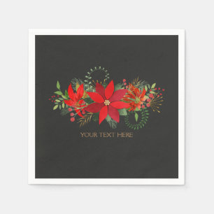 Servilleta De Papel Dark Winter Wedter Red Poinsettia Holiday Party