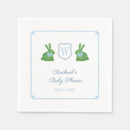 Servilleta De Papel Darling Bunny Monogram Boy Baby Shower Brunch