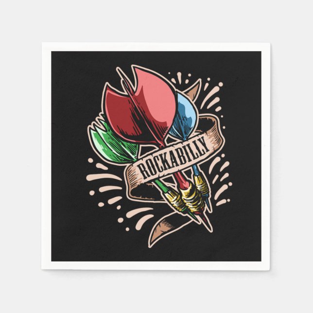 Servilleta De Papel Dart Rock n Roll Darts Arrow Rockabilly (Anverso)