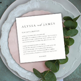 Servilleta De Papel Datos divertidos Boda elegante en blanco y negro