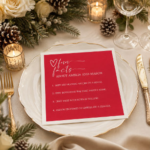 Servilleta De Papel Datos Divertidos Boda Elegante Rojo Cereza