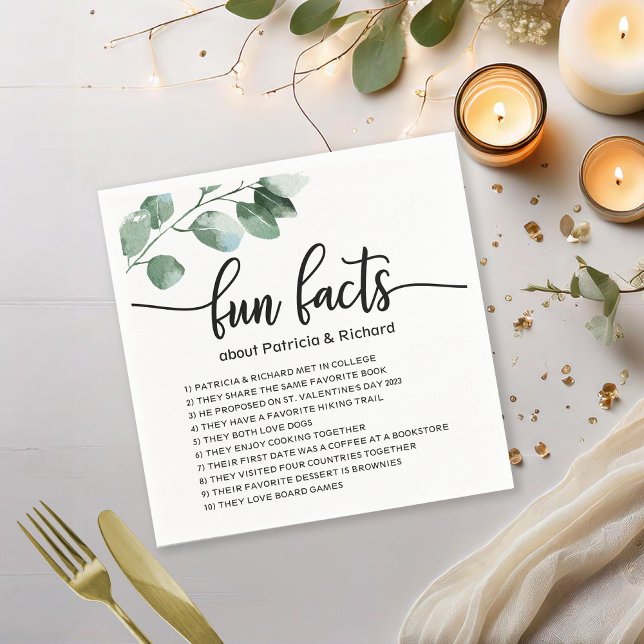 Servilleta De Papel Datos Divertidos Boda Elegante Verdor (Subido por el creador)