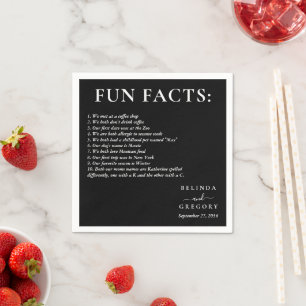 Servilleta De Papel Datos divertidos Cocktail de boda Texto Blanco Neg