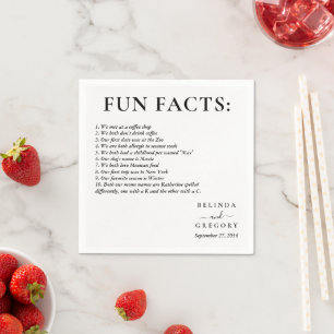 Servilleta De Papel Datos divertidos Cocktail de boda Texto Blanco Neg