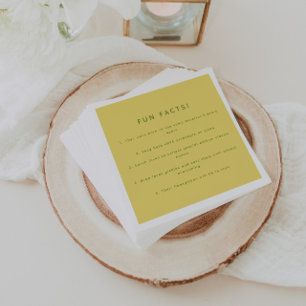 Servilleta De Papel Datos divertidos de boda amarilla limón minimalist