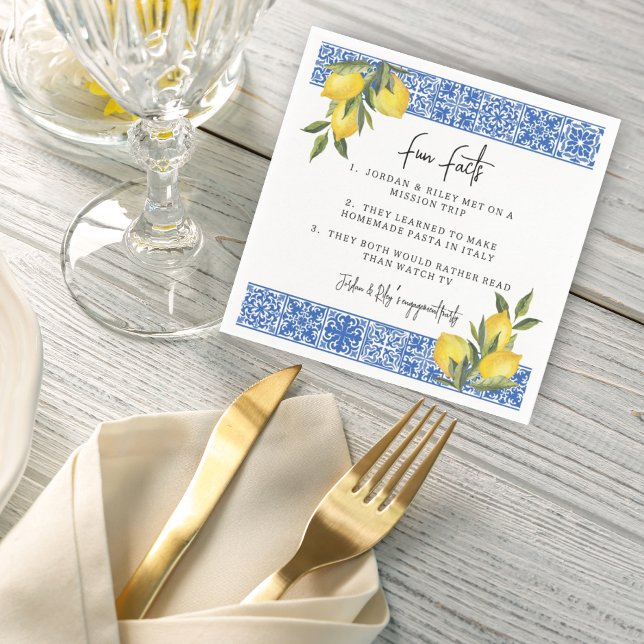Servilleta De Papel Datos Divertidos de Boda con Limones Acuarela y Az (Subido por el creador)