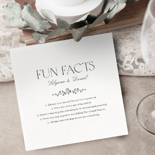Servilleta De Papel Datos Divertidos Floral Simple Elegante Boda Vinta