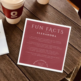 Servilleta De Papel Datos Divertidos Monocromos de Novia Burgundy Mode