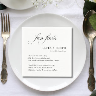 Servilleta De Papel Datos Divertidos sobre Bodas en Blanco y Negro con