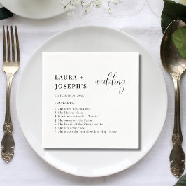 Servilleta De Papel Datos Interesantes de Boda Minimalista Moderna y E