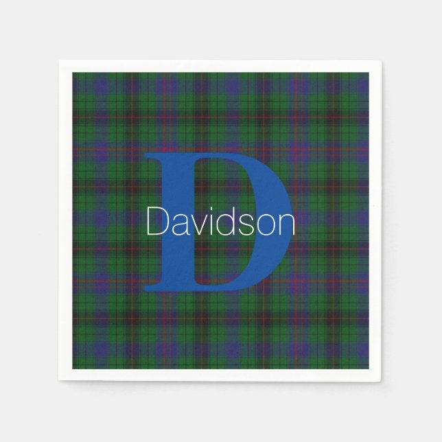 Servilleta De Papel Davidson Clan Plaid Monogram Paper Napkins (Anverso)