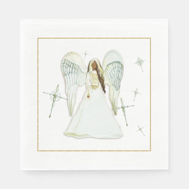 Servilleta de papel de ángel afroamericano de Navi (Anverso)