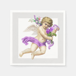 Servilleta de papel de ángel querubín gris morado