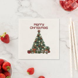 Servilleta de papel de árbol de Navidad alegre