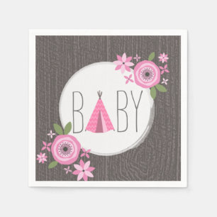Servilleta de papel de Baby Shower del tipi rosado