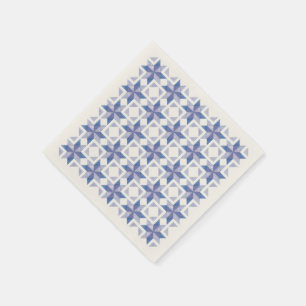 Servilleta de papel de bloque de colcha azul