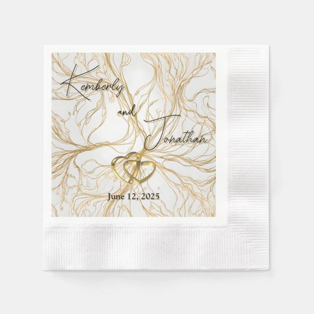 Servilleta de papel de boda con diseño abstracto d (Anverso)