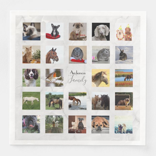 Servilleta De Papel De Cena 24 COLLAGE DE FOTOS Marble Partyware (Anverso)