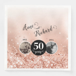 Servilleta De Papel De Cena 2 Foto entonces y ahora cualquier año de aniversar