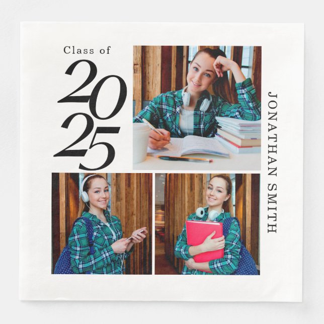 Servilleta De Papel De Cena 3 Partido de Graduación de Personalizados Collage  (Anverso)