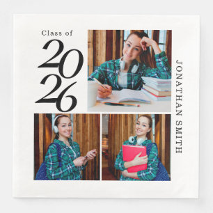 Servilleta De Papel De Cena 3 Partido de Graduación de Personalizados Collage 