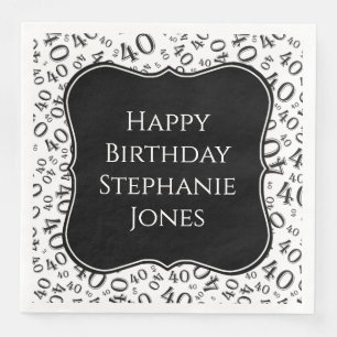 Servilleta De Papel De Cena 40.º Nacimiento Patrón de número de soporte blanco