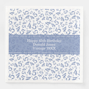 Servilleta De Papel De Cena 45.ª Edad Nacida Patrón Azul/Blanco