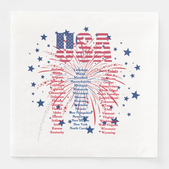 Servilleta De Papel De Cena 50 Estados (Anverso)