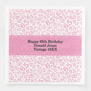 Servilleta De Papel De Cena 65.ª Edad Nacida Patrón Rosa/Blanco