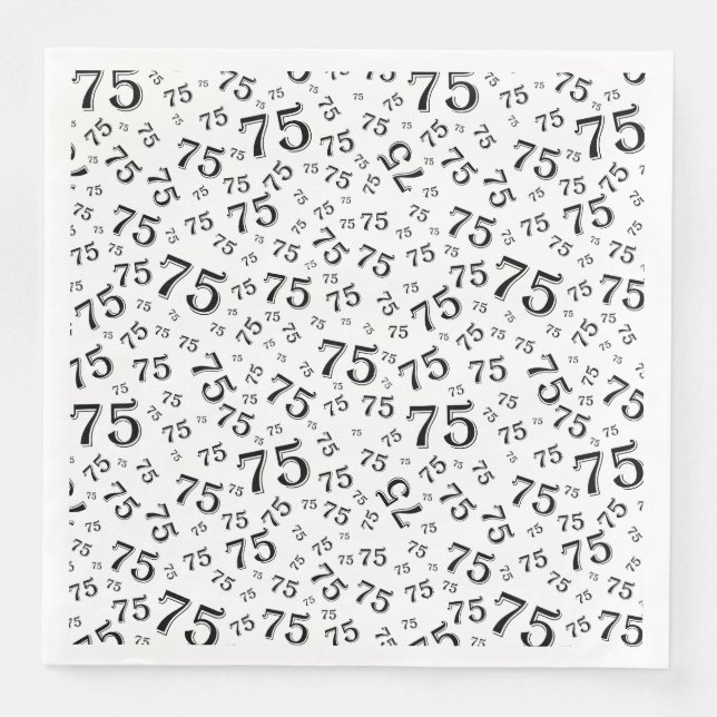 Servilleta De Papel De Cena 75th Age Random Number Pattern Black/White (Anverso)