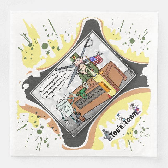 Servilleta De Papel De Cena A Crack Team | Literal Wordplay Humor Dinner (Anverso)