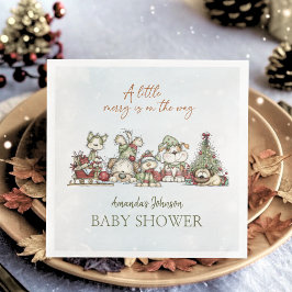 Servilleta De Papel De Cena A Little Merry is on the Way Puppy Christmas Baby 