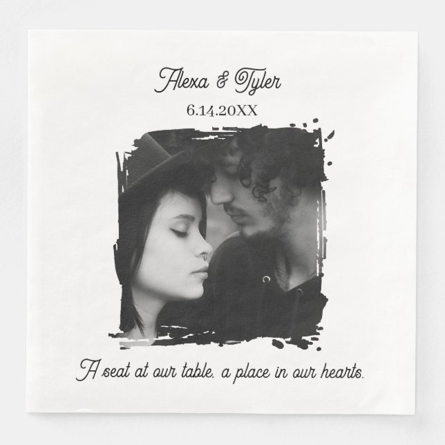 Servilleta De Papel De Cena A Seat at our Table | Photo Template Wedding (Anverso)