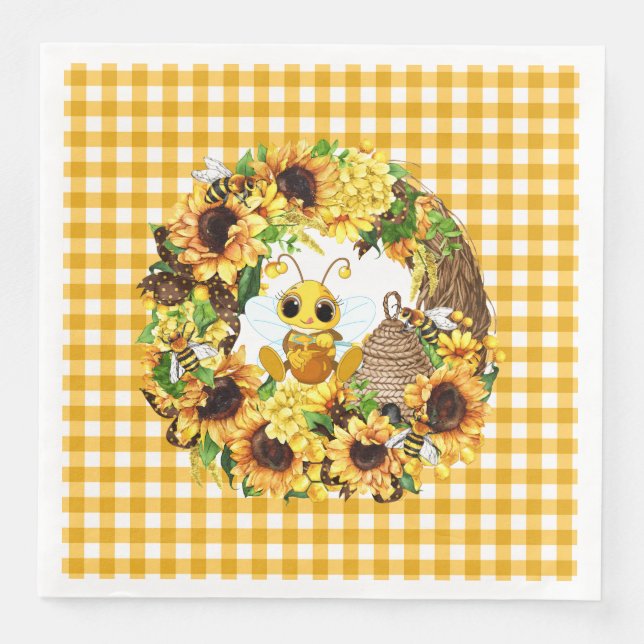 Servilleta De Papel De Cena Abeja del País (Anverso)