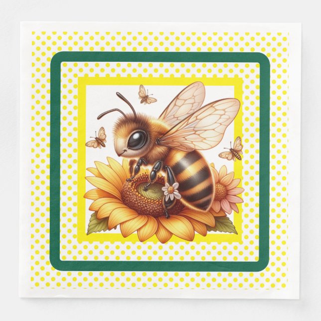 Servilleta De Papel De Cena Abeja Impresionante (Anverso)