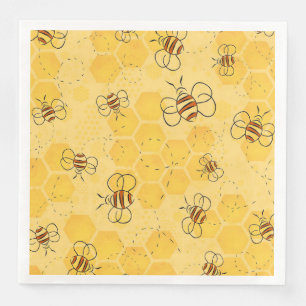 Servilleta De Papel De Cena Abeja Zumbando Abejas de Miel Lindas 