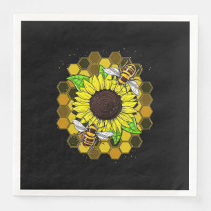 Servilleta De Papel De Cena Abejas de girasol hippie