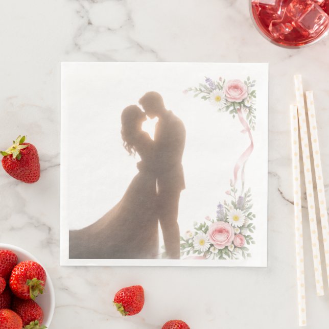 Servilleta De Papel De Cena Abrazo Dorado al Atardecer -  Romántico (In situ)